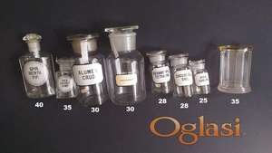 Starinske laboratorijske i apotekarske stojnice posude od stakla